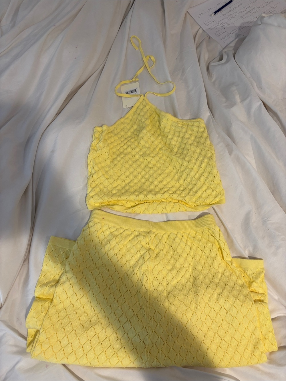 Peppermayo Yellow Knit Halter Top and Skirt Set